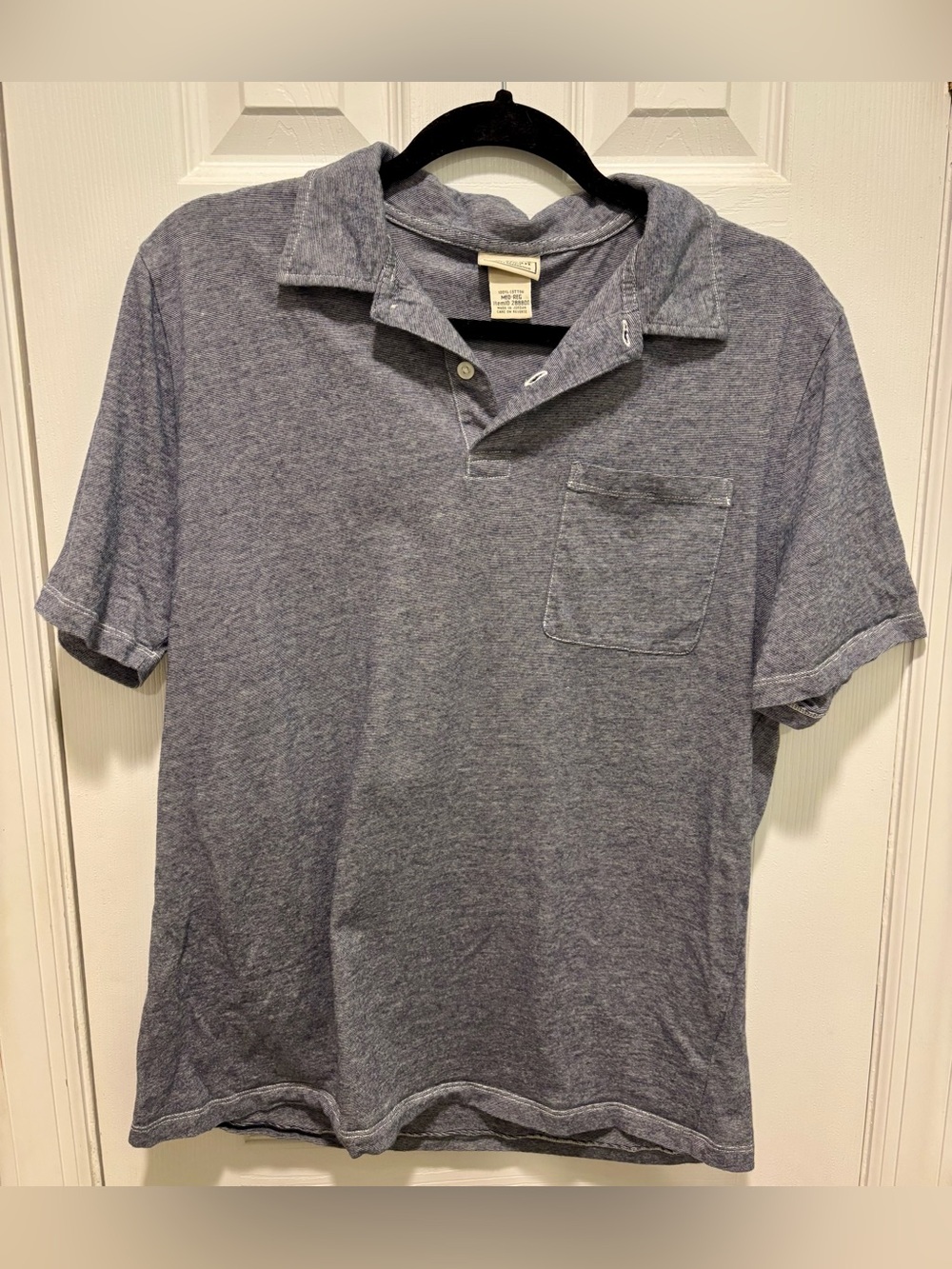 L.L. Bean Men's Heather Blue Pocket Polo M